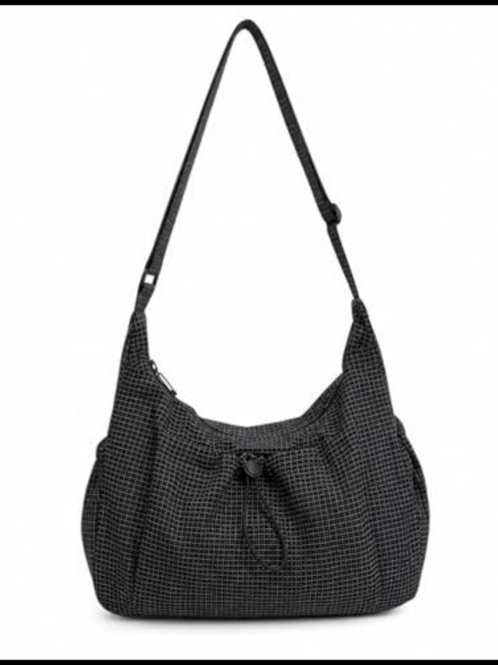Plaid Crossbody Bag Durable Nylon Slouchy Hobo Crescent Messenger Purse
